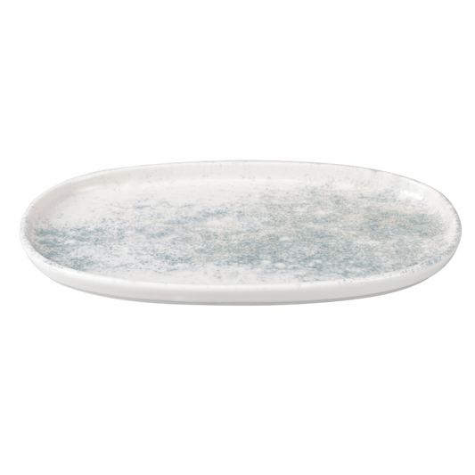 Smoky Matte Blue Flat Oval Platter