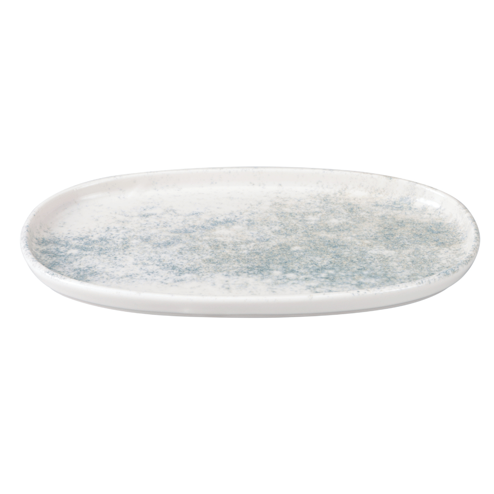 Smoky Matte Blue Flat Oval Platter