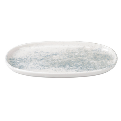 Smoky Matte Blue Flat Oval Platter