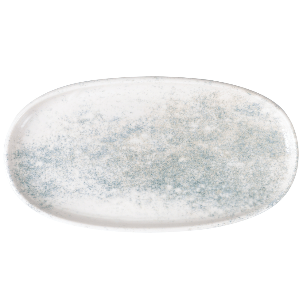 Smoky Matte Blue Flat Oval Platter