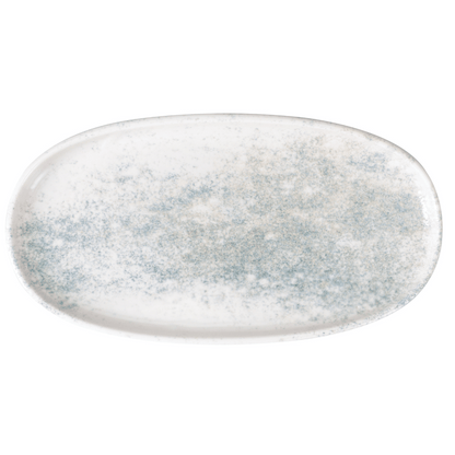 Smoky Matte Blue Flat Oval Platter
