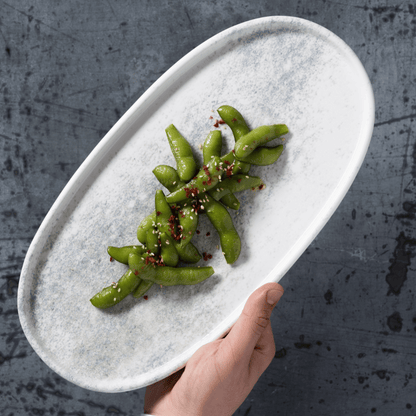 Smoky Matte Blue Flat Oval Platter