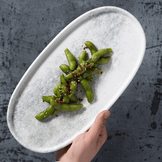 Smoky Matte Blue Flat Oval Platter